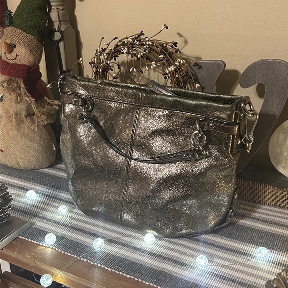 Coach Handbags - Coach Brooke Shimmering Gold Shoulder Bag